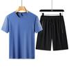 Traje de Nylon para Hombre de Verano 2025 Nuevo Transfronterizo Holgado Delgado Talla Grande Manga Corta Pantalón Tres Cuartos Traje de Hombre Dropshipping
