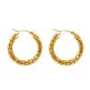 Pendientes elegantes de acero inoxidable chapados en oro de 18 quilates con forma de maíz, redondos y huecos.