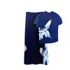 Comercio Exterior Ropa de Mujer Conjunto de Dos Piezas Plisado Estampado de Mariposa Acuarela para Mujer Top de Manga Corta Falda Larga Plisada de Cintura Alta con Dobladillo Ancho