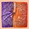 Novo Estilo Lenço Quadrado Feminino 90cm Cetim Gradiente Estampa Paisley, Lenço de Cabeça Proteção Solar, Lenço de Seda, Atacado