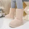 Botas de Nieve Nuevas con Suela Gruesa para Aumentar la Altura, Forro Completo de Felpa, Antideslizantes, Resistentes al Desgaste, Versátiles, de Caña Media, Botines Cálidos