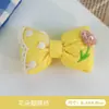 Accesorios de tela para niños con lazo 3D frescos y lindos, bordado de tulipán, cojín, accesorios para el cabello con lazo, accesorios para la ropa