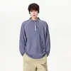 Camiseta de manga longa com meio zíper para homens, novo estilo primavera/outono, corte solto, design da linha Hasselblad, camiseta básica casual para adolescentes