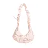 Bolso Bandolera Rayado con Lazo Fresco y Elegante para Mujer, Bolso de Hombro Plegado para Debajo del Brazo, Bolso Cruzado de Tela Casual para Niñas