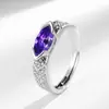 Transmisión en Vivo de Jardín de Infantes Venta Caliente Estilo de Lujo Accesible Anillo de Zirconia Colorido Corte Marquesa Chapado en Cobre Oro 18K Anillo para Dedo Índice de Moda Tendencia para Mujer