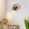 Lámpara de pared de travertino amarillo estilo japonés, modelo nuevo 2026, con estilo vintage, interruptor de foco y función giratoria para mesita de noche de dormitorio principal