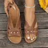 Pantuflas de Cuña, Talla Grande, Nuevo Estilo de Verano, Sandalias de Cuña para Mujer, Sandalias Romanas de Suela Gruesa 2025 para Uso en Exteriores