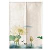 Cortina de Porta de Lótus Estilo Chinês Tecido Quarto Sala de Estar Pousada Algodão e Linho Divisória Meia Cortina Cortina Feng Shui Cortina de Porta Sem Furos