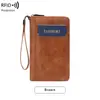 Bolsa de Almacenamiento de Pasaporte RFID Nueva Transfronteriza, Cartera Larga Retro con Cremallera de Gran Capacidad, Bolsa de Pasaporte de Viaje Multifuncional