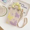 Bolsa Mini Fofa de Verão para Senhoras Versátil Moda Bolsa para Celular Desenho Animado Tricotada Bolsa de Mão Bolsa de Ombro Bolsa Transversal
