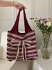 Bolso de punto vintage japonés y coreano, bolso de mano de lana, bolso de hombro para mujer, bolso de compras portátil.