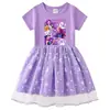 Vestido de Princesa de Malla con Lentejuelas Arcoíris para Niñas, Manga Corta de Verano, Manga Larga de Primavera y Otoño, Estilo Kpop Cazador de Demonios