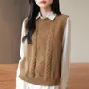 Chaleco de Punto de Algodón Puro con Patrón Trenzado, Diseño Suave a Medida, Abertura Trasera, Sin Mangas, Para Superponer, Chaleco de Mujer, Nuevo Estilo Primavera y Otoño 2026
