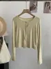 Omalai 2026 Primavera Nuevo Estilo Coreano Suave Cuello Redondo Manga Larga Cárdigan Top Versátil Adelgazante Camiseta 6865