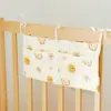 Bolsa de Armazenamento de Berço de Bebê de Algodão Puro de Dupla Camada Europeia e Americana, Bolsa Pendurada para Carrinho com Bolso Duplo, Bolsa Pendurada para Mamadeira Estampada