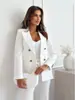 Comercio exterior transfronterizo Ropa de mujer europea y americana Amazon AliExpress 2024 otoño e invierno chaqueta de traje pequeña de moda de color sólido cruzada
