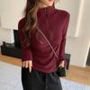 H355 Camiseta Básica de Media Cremallera y Cuello Alto Seleccionada Cuidadosamente para Mujer en Otoño e Invierno Sudadera Cálida con Forro de Polar Top Versátil de Manga Larga con Efecto Adelgazante