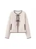 Estilo Ins Europeo y Americano Transfronterizo 2024 Nueva Moda Cuello Redondo Elegante Lazo Estilo Chanel Chaqueta Cardigan Corta para Mujer