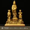 Estátua do Bodhisattva Guanyin, Figuras de Cobre do Menino Dourado e da Menina de Jade, Bodhisattva Guanyin para Entrada de Casa, Escritório ou como Oferenda a Buda