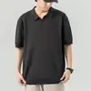 Uau! Camisa Polo de Tricô Masculina Casual de Verão Listrada com Brilho de Seda, Meio Aberta, Personalizada, Fashion e Versátil para Negócios