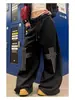 Pantalones casuales de estilo retro americano para mujer, con pedrería, estampado de cruces, cintura elástica, colección primavera/otoño 2026, corte holgado, efecto adelgazante, frescos y elegantes, de largo hasta el suelo