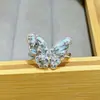 Anel de Design Exclusivo Esmalte Borboleta Azul Trevo de Quatro Folhas Luxo Acessível Moda Elegante Anel de Alta Qualidade Anel para Dedo Indicador para Mulheres