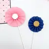 Decoración de pastel de cumpleaños de girasol tarjeta-insertar abanico redondo enchufe molinillo pequeño fresco bandera-insertar fiesta de horneado mesa de postres