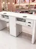Nueva Mesa de Manicura de Lujo con Cubierta de Mármol, Aspiradora y Almacenamiento Integrado con Cajones para Estaciones de Trabajo de Salón de Uñas
