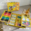 Pincel de Pato Amarillo Traje de Pintura para Niños 145 Piezas Traje de Pinceles Caja de Regalo Papelería Barra de Pintura al Óleo Pincel de Color para Niños