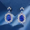 Huabi Joyería Base de Cobre Chapado en Oro Imitación Topacio Azul Set Creativo Full Diamond Lujo Incrustación 13*18-8*12