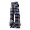 Pantalones rectos de primavera y otoño, versátiles para el uso diario, a cuadros, estilo casual
