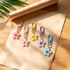 Chaveiro de Fivela Colorida Flor Pequena Transparente Estilo Doce Fofo Pingente de Chave Acessórios de Enfeite para Bolsa Decoração para Celular Fone de Ouvido
