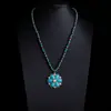 Collar Turquesa Estilo Étnico Retro Bohemio Collar Apilado Estilo Vaquero Occidental Cadena de Suéter de Alta Gama
