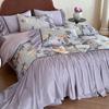 1 Renda Retrô Amigável à Pele Estilo Coreano Retrô Francês Flor Algodão Dez Lixado Outono e Inverno Quente Espessado Conjunto de Quatro Peças