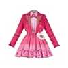 Vestido Cosplay Rosa Azul para Crianças e Adultos Estilo Descendentes de Filmes Europeus e Americanos 2026 Fantasia de Performance com Bolsa