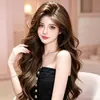 Peluca grande ondulada estilo coreano para mujer, peluca completa voluminosa de aspecto natural para uso diario con cabello largo y rizado