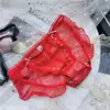 [Rojo Ancola] 880# Ropa Interior Roja Grande de Año Nuevo Malla de Encaje Seda de Hielo Ropa Interior Roja
