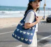Bolsa de Palha Trançada à Mão Vazada para Mulheres, Estilo Casual Preguiçoso de Verão, Bolsa de Palha de Grande Capacidade, Bolsa de Ombro para Férias na Praia