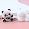 Panda Sonrojado de Dibujos Animados Adorno de Animal de Resina 3D Llavero Colgante Creativo Decoración de Escritorio Coche Micro Paisaje