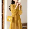 Vestido francés de color liso, diosa de celebridad, hermoso, elegante, estilo suave, falda extralarga, tejido de punto, corte ajustado