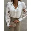 2025 Amazon Europeo y Americano Transfronterizo Primavera y Verano Nuevo Más Vendido Camisas de Encaje de Color con Empalme para Mujer