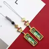 Mini Pingente Thangka Deus da Riqueza Amarelo, Pingente de Chaveiro para Celular Thangka Tara Verde Zaki Lhamo