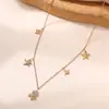 Colar Oceânico de Ouro Galvanizado a Vácuo 18K com Zircônia Aogu, Venda Cruzada Popular, Corrente para Clavícula com Personalidade Única para Mulheres