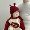 Touca de Bebê Outono e Inverno Quente Espessada Tricô Puxador Touca Fofa Masculino e Feminino Bebê Meses Iniciais Estilo Coreano Touca de Lã