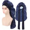 Chapéu de Cetim Feminino Novo Estilo Europeu e Americano com Cauda Longa e Fita, Touca de Cetim Elástica para Dormir, Touca de Proteção para Cabelo