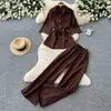 Elegante Conjunto Verde de Dos Piezas para Mujer: Conjunto Casual Adelgazante de Verano para el Trabajo: Camisa de Corte Entallado con Cinturón y Pantalones de Pierna Ancha