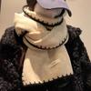 2025 Nuevo Estilo Coreano Bufanda de Punto Overlock Linda para Mujer Estudiante de Invierno Color Sólido Simple Bufanda Cálida de Lana