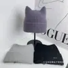 Gorro de Punto Cálido de Piel de Conejo de Invierno para Mujer 2024 A Prueba de Frío Moda Doble Cuerno Cara de Niña Linda Gorro Pequeño de Lana Moderno