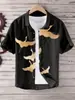 Camisa Hawaiana con Estampado de Vida Marina Transfronteriza para Hombre de Verano Transpirable de Manga Corta Absorbente de Sudor Solapa Transpirable y Absorbente de Sudor