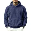 Sitio web independiente transfronterizo: Sudadera con capucha de forro polar de doble cara para hombre Otoño/Invierno, sudadera con capucha informal de color liso, manga larga